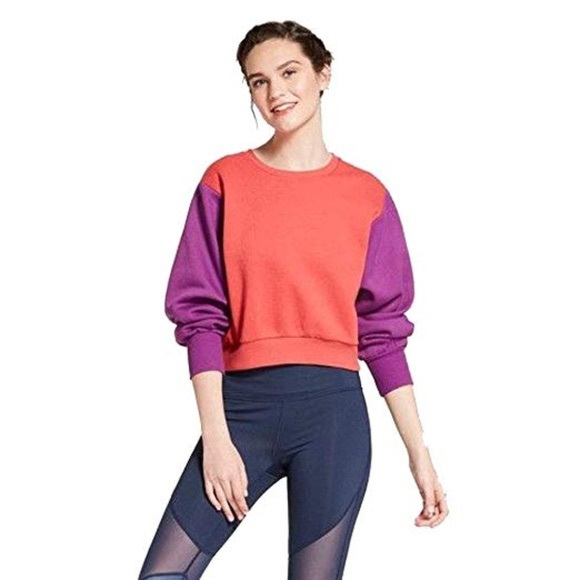 JoyLab Tops - JoyLab Color Block Cropped Sweatshirt